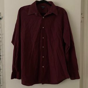 Men’s Button Down Long Sleeve Dress Shirt Maroon Size L Large